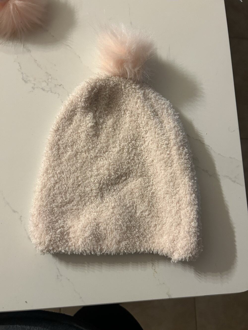 Toddler Pink Fuzzy Solid Beanie Hat w/ Pom Pom, One Size Polyester Fall/Winter
